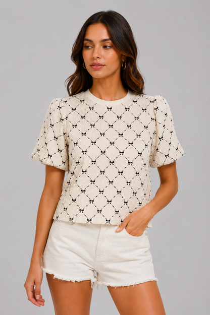 Maisie Textured Bubble Sleeve Top