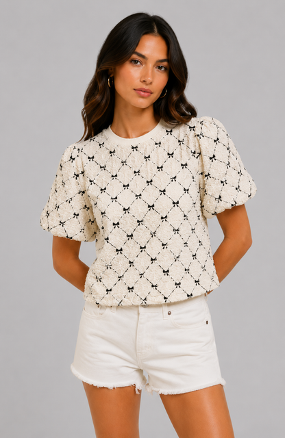 Maisie Textured Bubble Sleeve Top