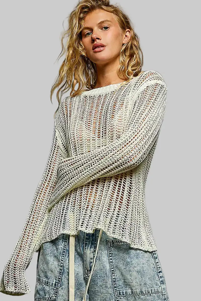 Margot Boho Open Knit Layering Top