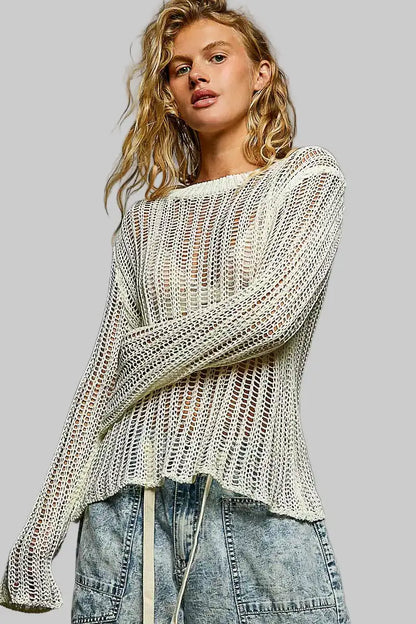Margot Boho Open Knit Layering Top