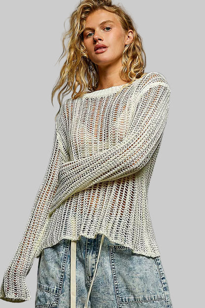 Margot Boho Open Knit Layering Top