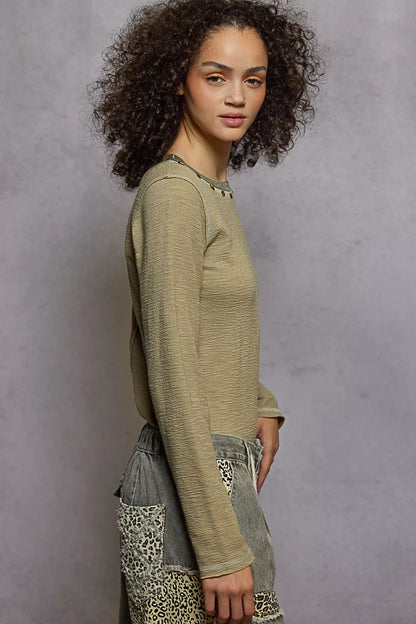 Maria Boho Long Sleeve Tee with Stud Details
