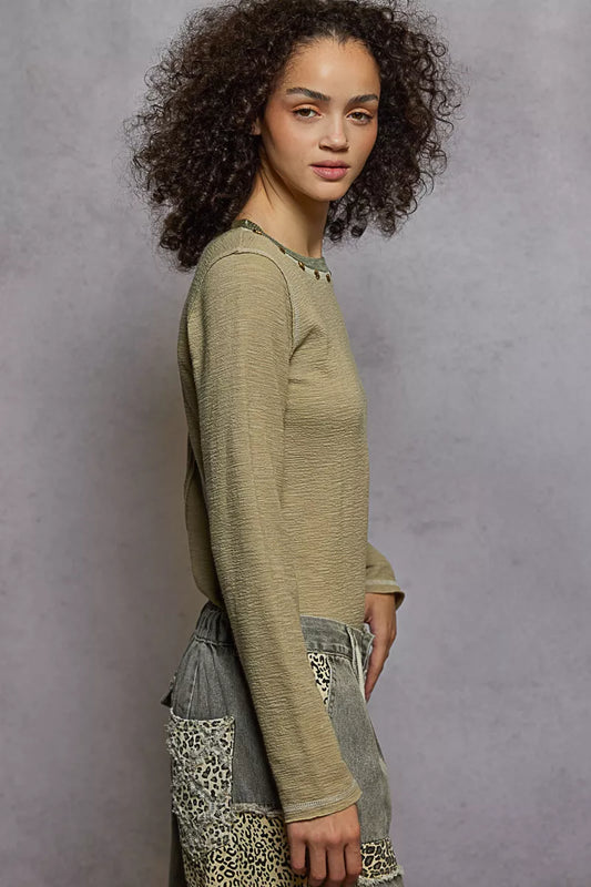 Maria Boho Long Sleeve Tee with Stud Details