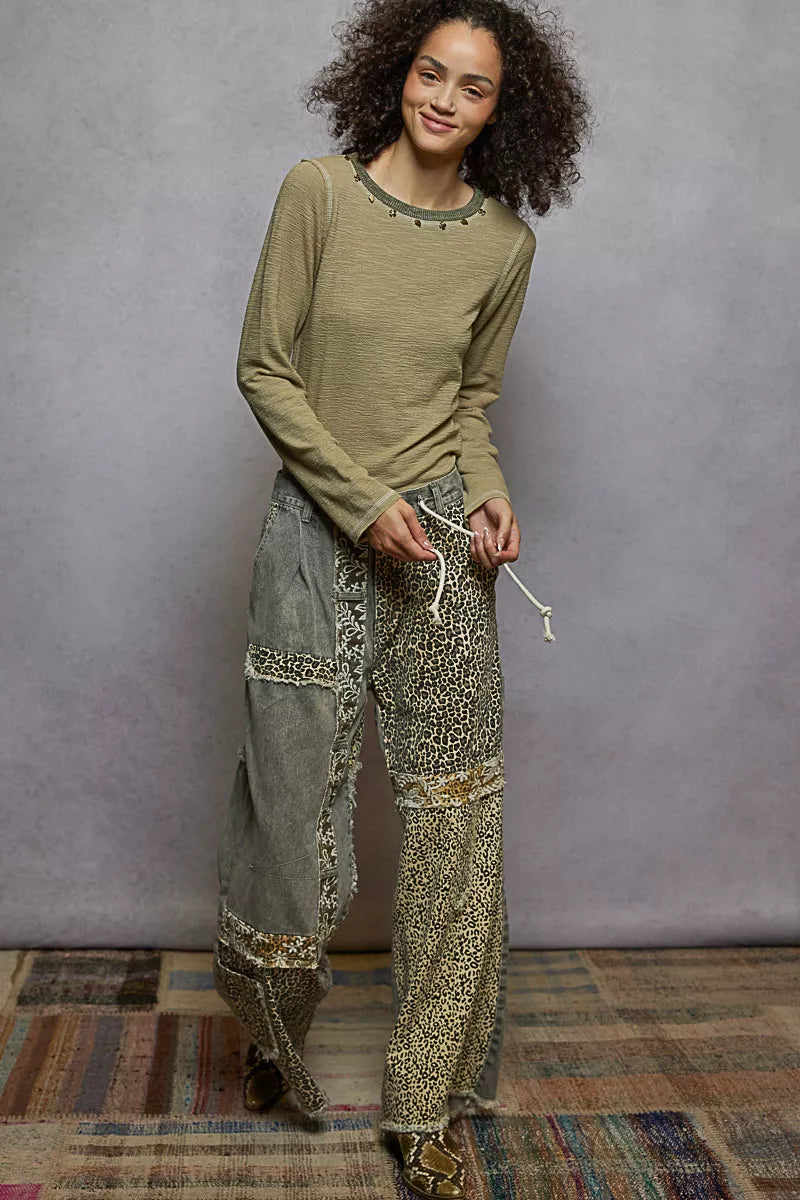 Maria Boho Long Sleeve Tee with Stud Details