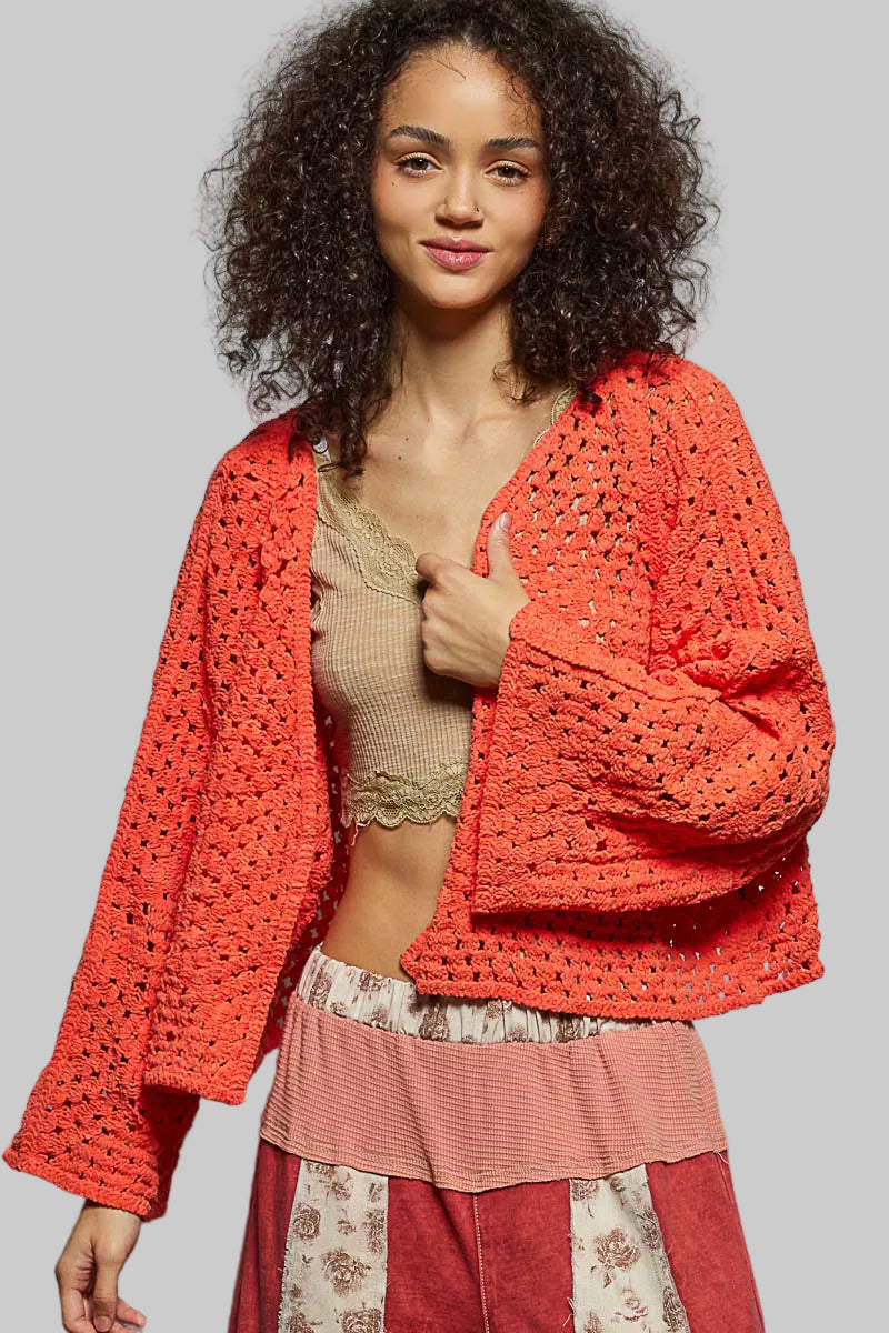Maria Open Front Bohemian Crochet Cardigan w