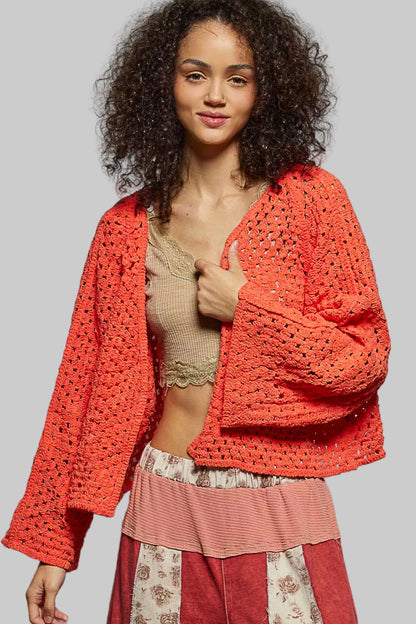 Maria Open Front Bohemian Crochet Cardigan w