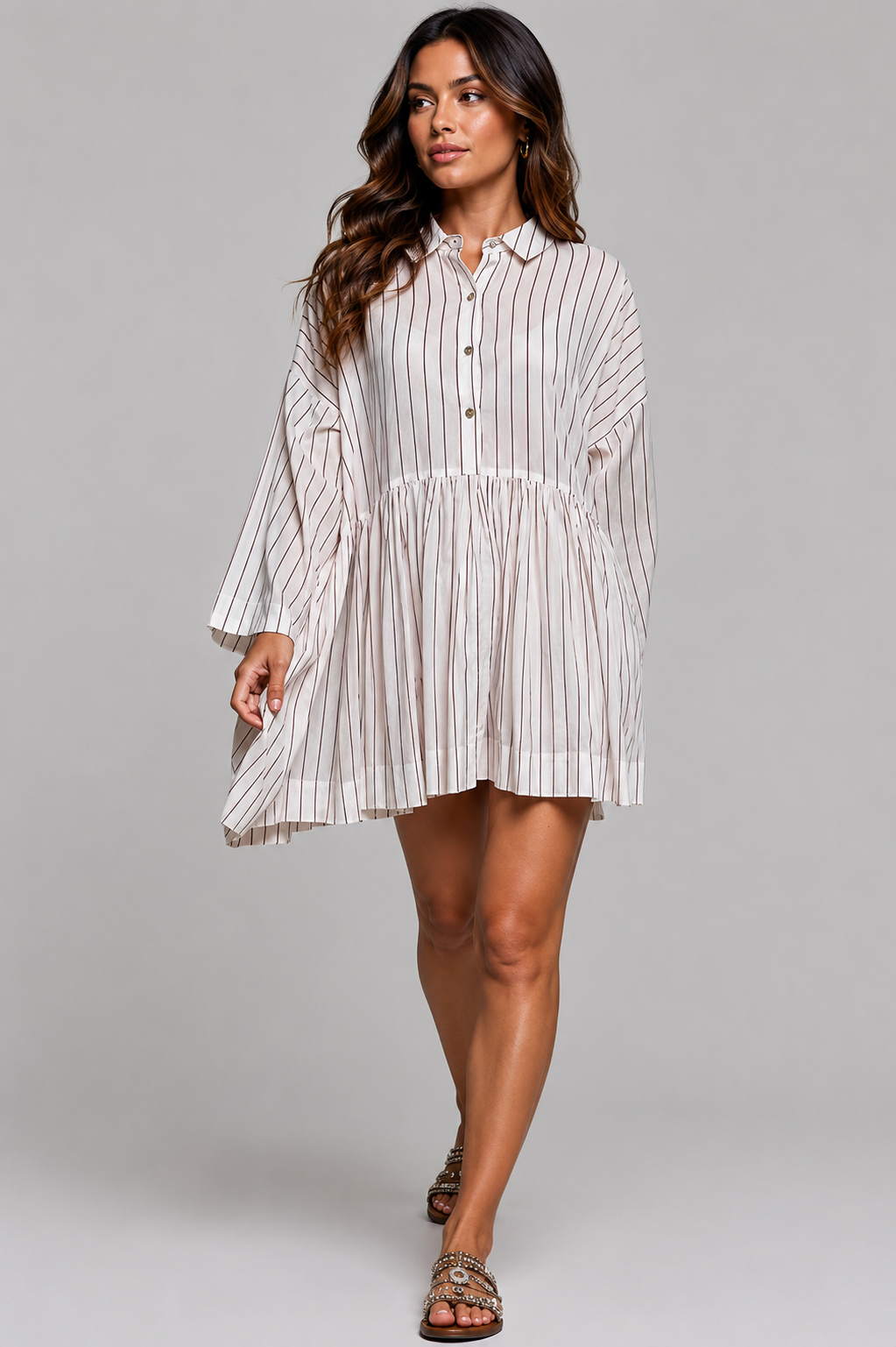 Marleigh Striped Woven Shirt Dress
