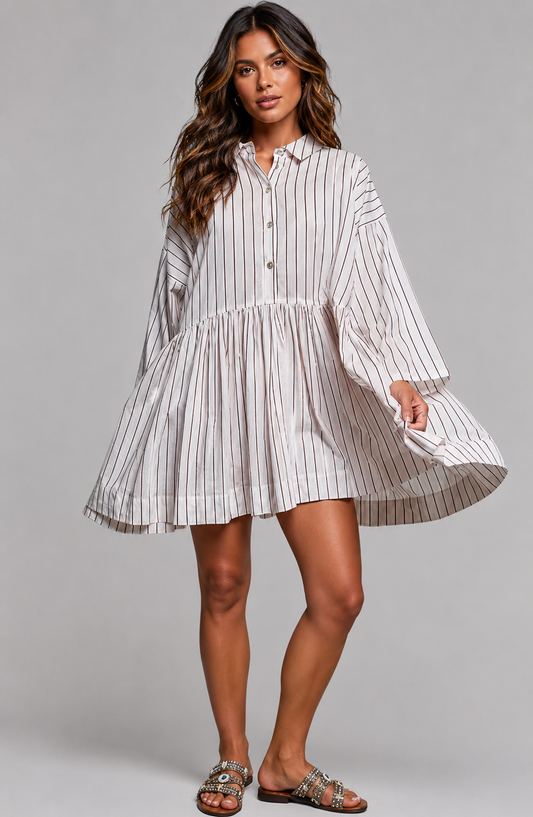 Marleigh Striped Woven Shirt Dress