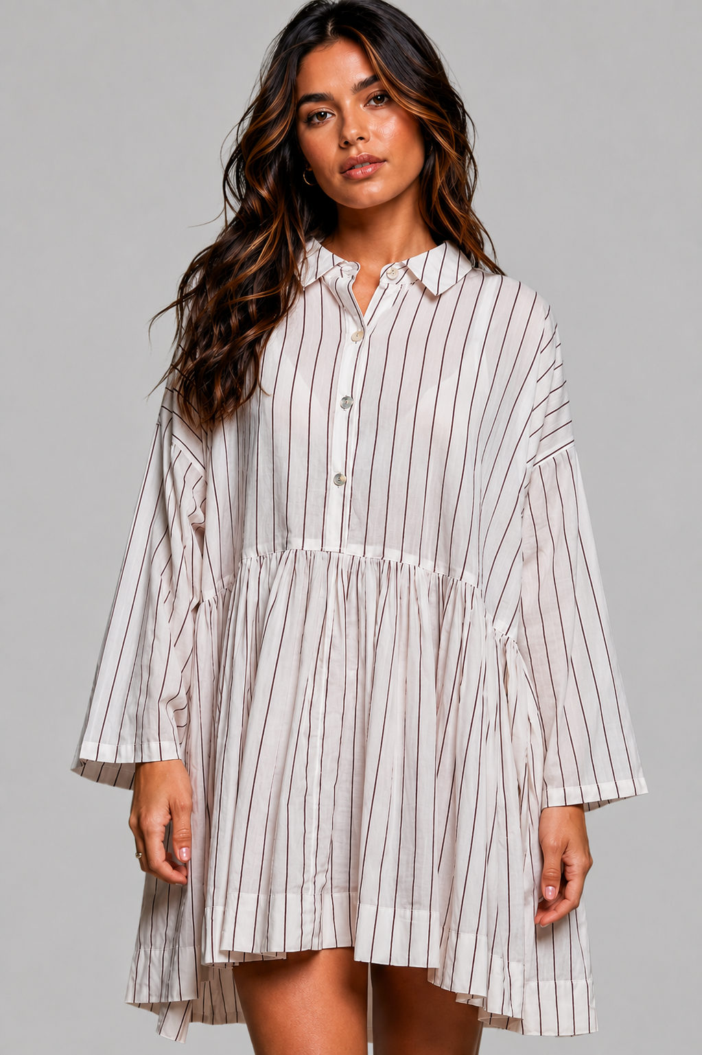 Marleigh Striped Woven Shirt Dress