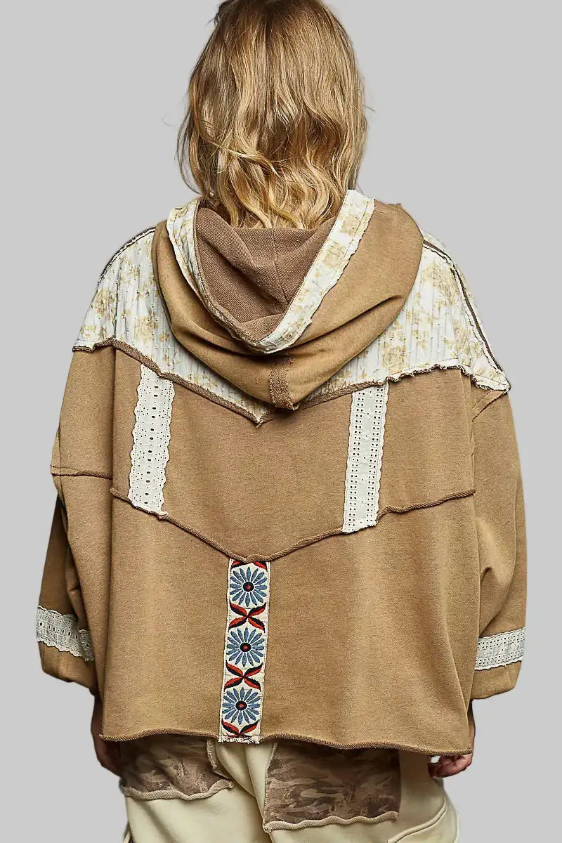 Mary Terry & Gauze Cocoa Floral Trum Hoodie 