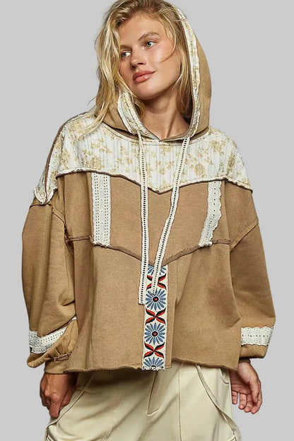 Mary Terry & Gauze Cocoa Floral Trum Hoodie 