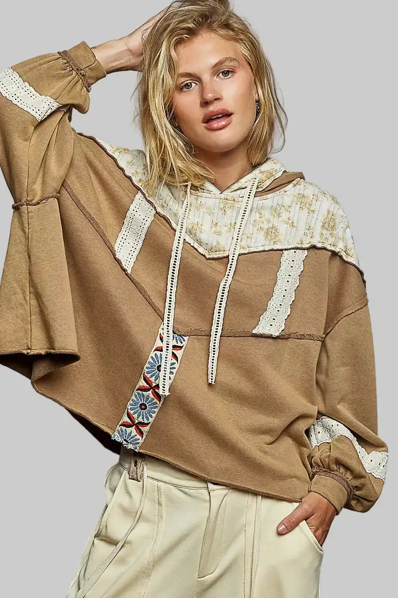 Mary Terry & Gauze Cocoa Floral Trum Hoodie 