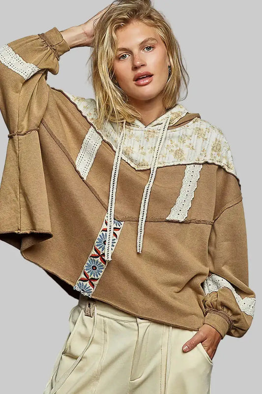 Mary Terry & Gauze Cocoa Floral Trum Hoodie 