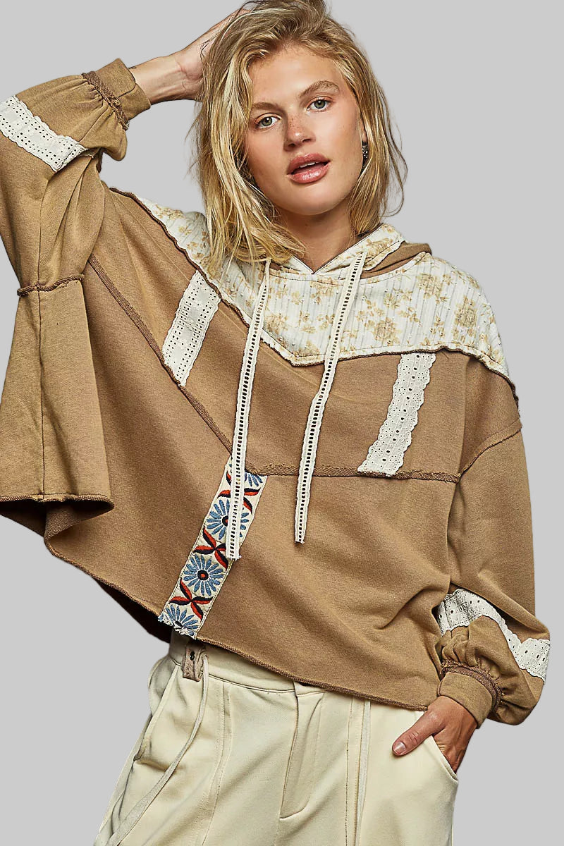 Mary Terry & Gauze Cocoa Floral Trum Hoodie 