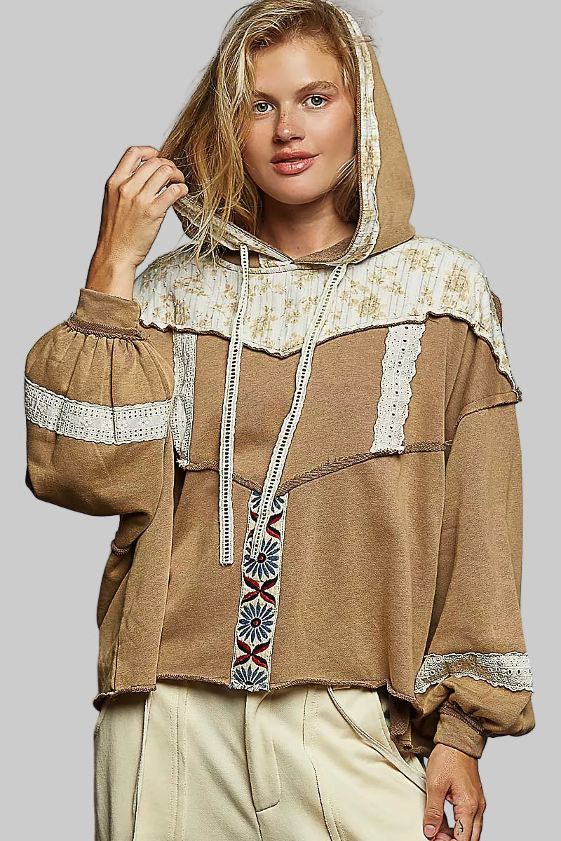 Mary Terry & Gauze Cocoa Floral Trum Hoodie 