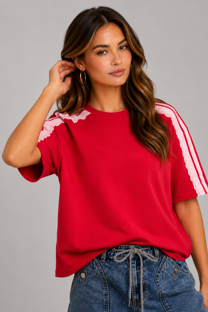 Maya Terry Lace Detail Top