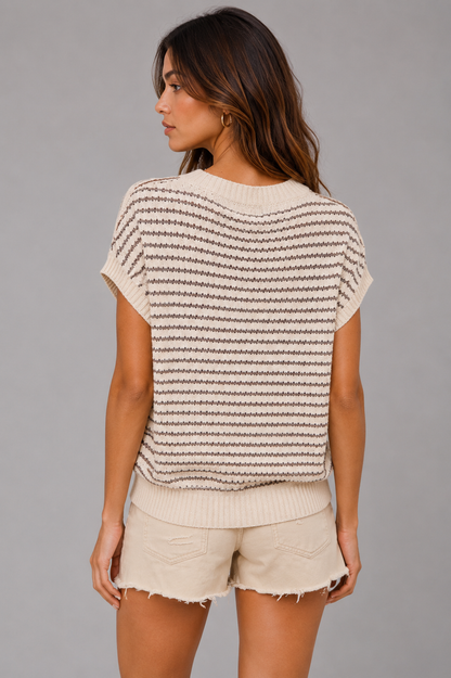 Mia Stripes Sleeveless Lightweight Sweater