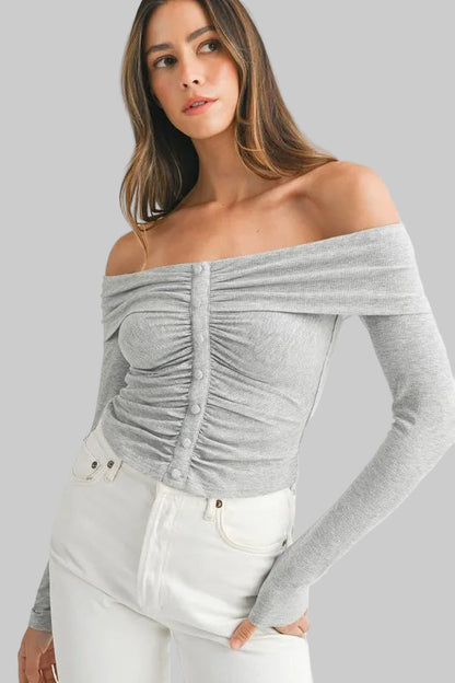 Millie Bohemian Off-Shoulder Long Sleeve T-Shirt