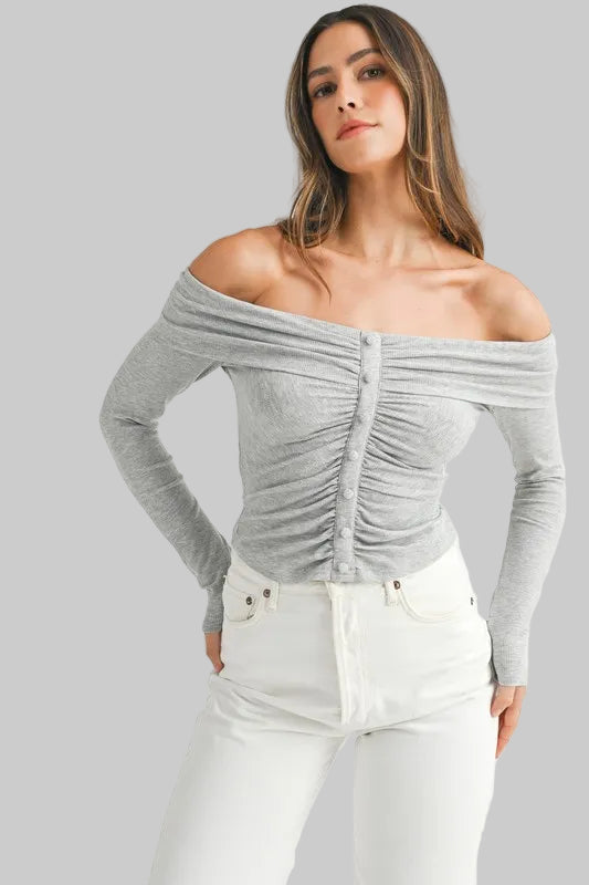 Millie Bohemian Off-Shoulder Long Sleeve T-Shirt