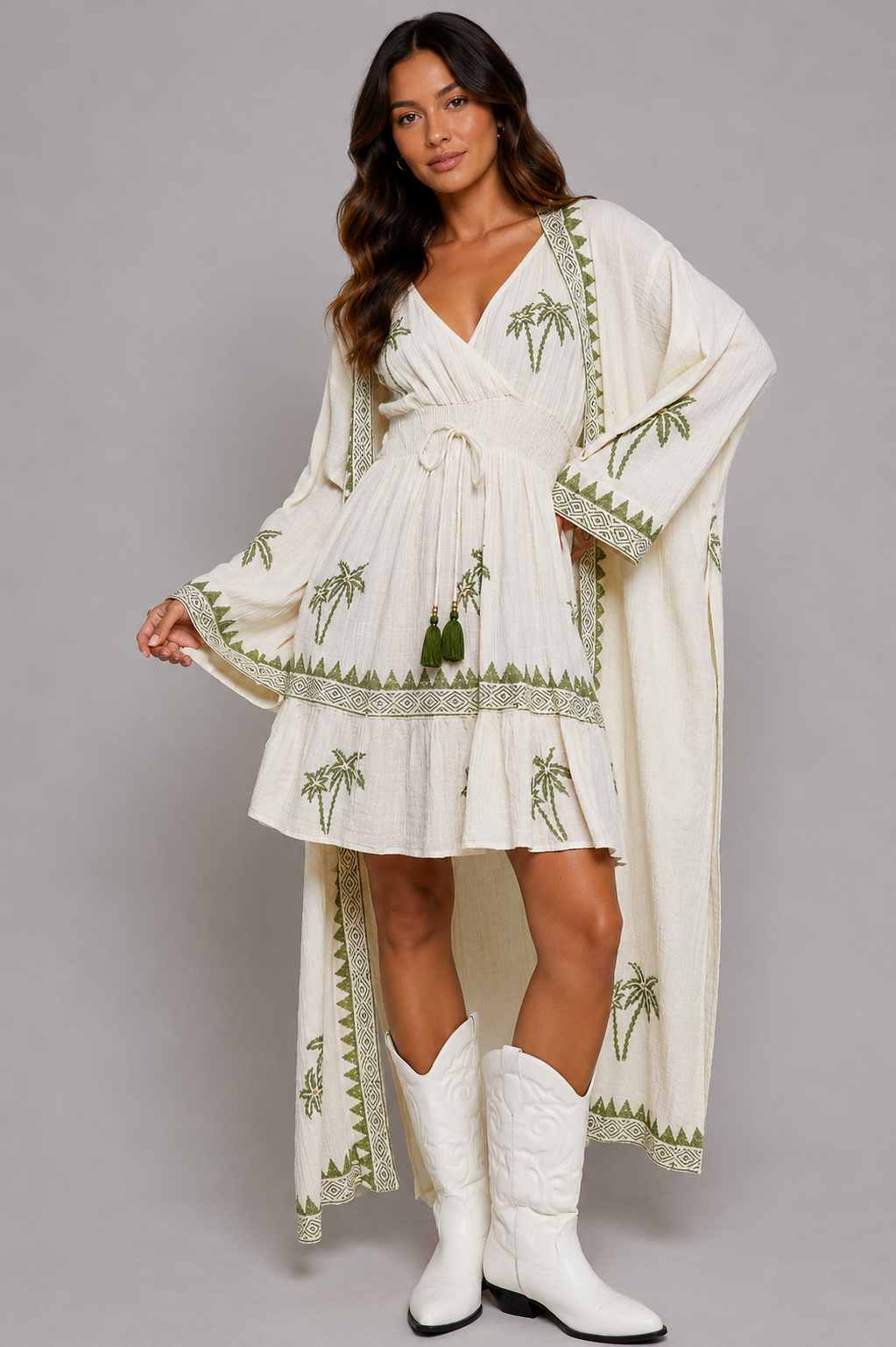 Miriam Palm Coastal Wrap Dress