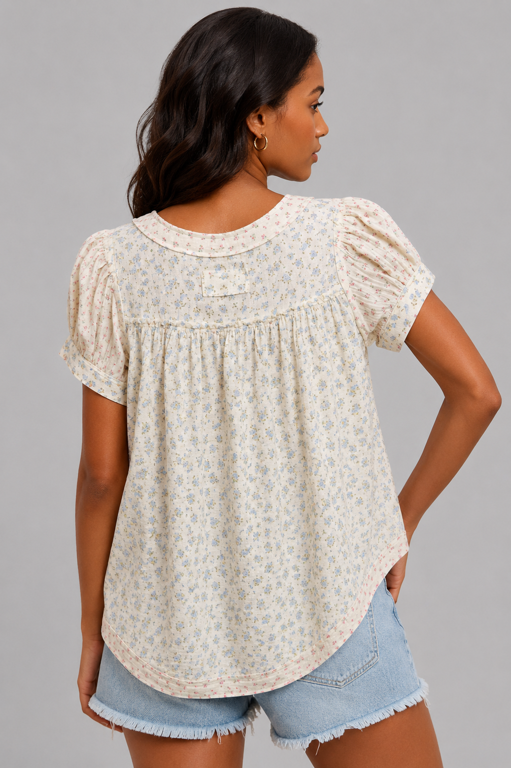 Molly Floral Crinkle Short Sleeve Top
