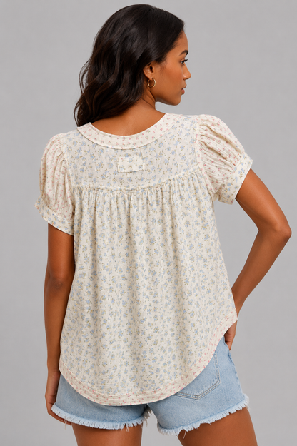 Molly Floral Crinkle Short Sleeve Top