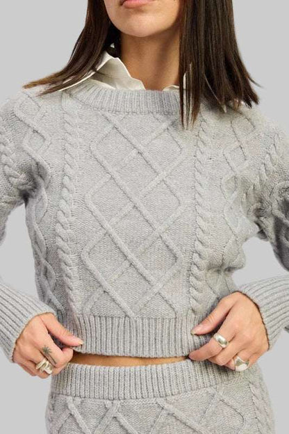 Myla Boho Cable Knit Cropped Sweater