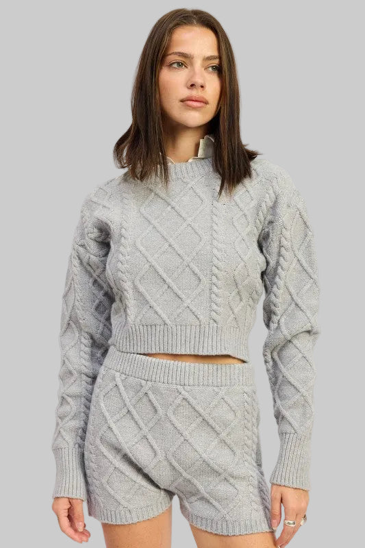 Myla Boho Cable Knit Cropped Sweater