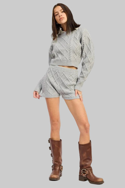 Myla Boho Cable Knit Cropped Sweater