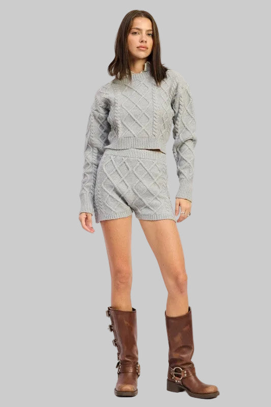 Myla Boho Cable Knit Cropped Sweater