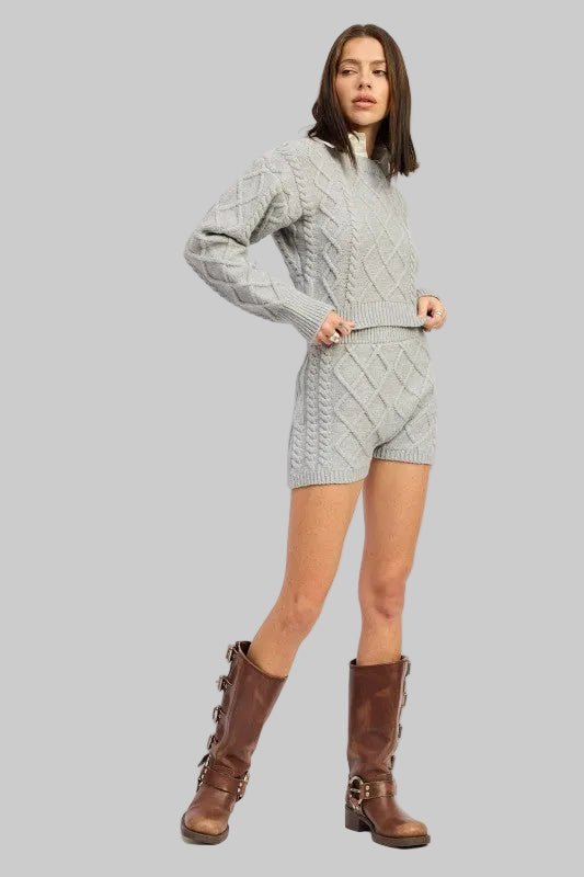 Myla Boho Cable Knit Cropped Sweater