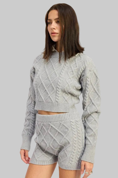 Myla Boho Cable Knit Cropped Sweater