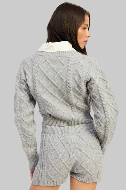 Myla Boho Cable Knit Cropped Sweater