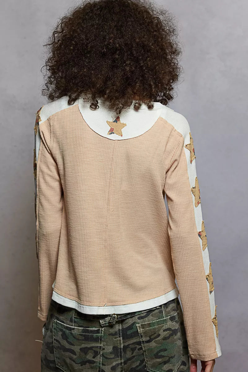 Naomi Boho Round Neck Long Sleeve Star Top