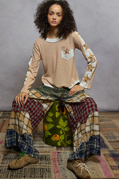 Naomi Boho Round Neck Long Sleeve Star Top
