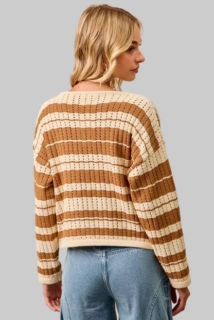 Nevaeh Striped Sweater with Braiding