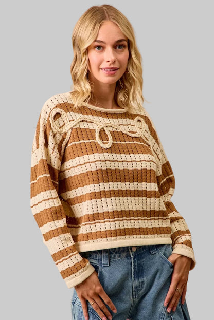 Nevaeh Striped Sweater with Braiding