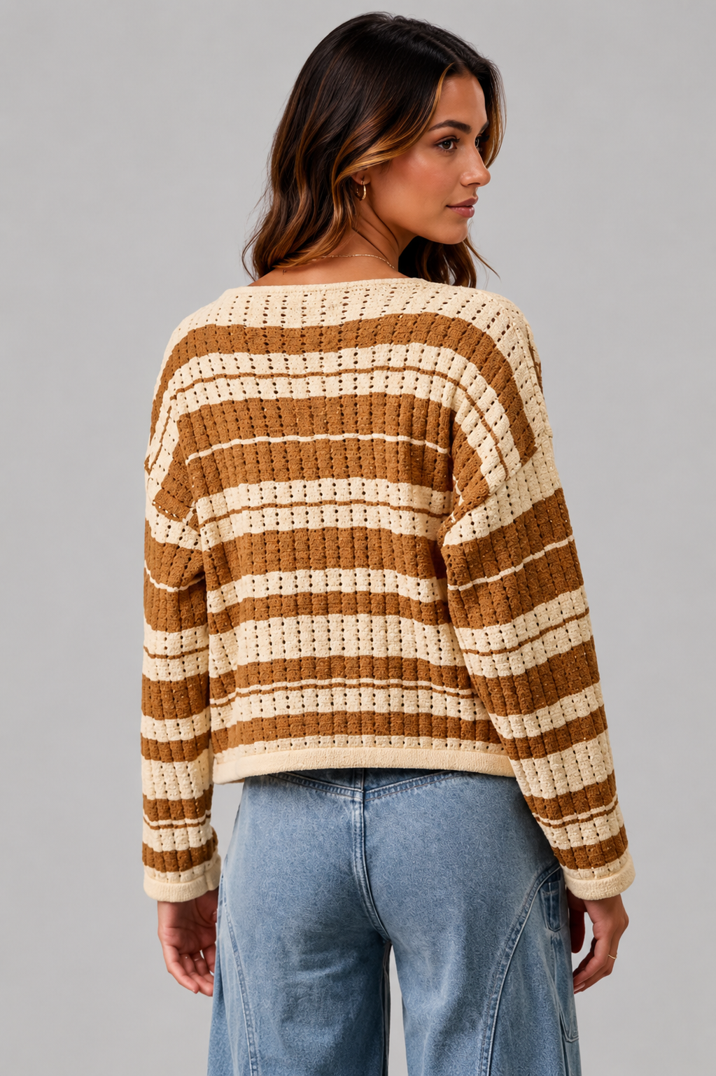 Nevaeh Striped Sweater with Braiding