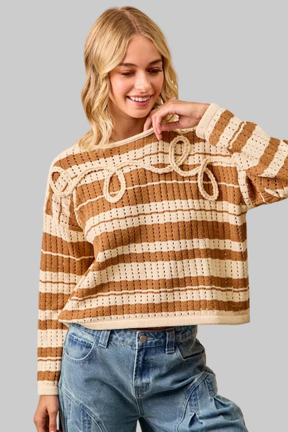 Nevaeh Striped Sweater with Braiding