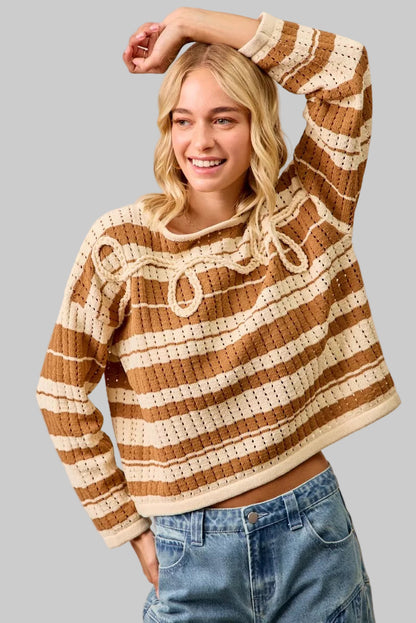 Nevaeh Striped Sweater with Braiding