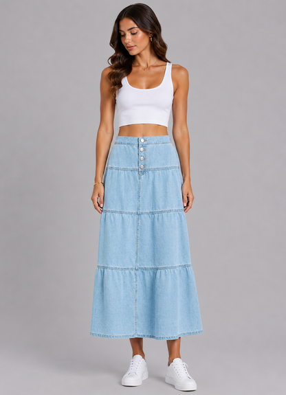 Noa Boho Ruffle Maxi Skirt