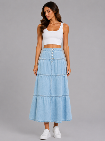 Noa Boho Ruffle Maxi Skirt