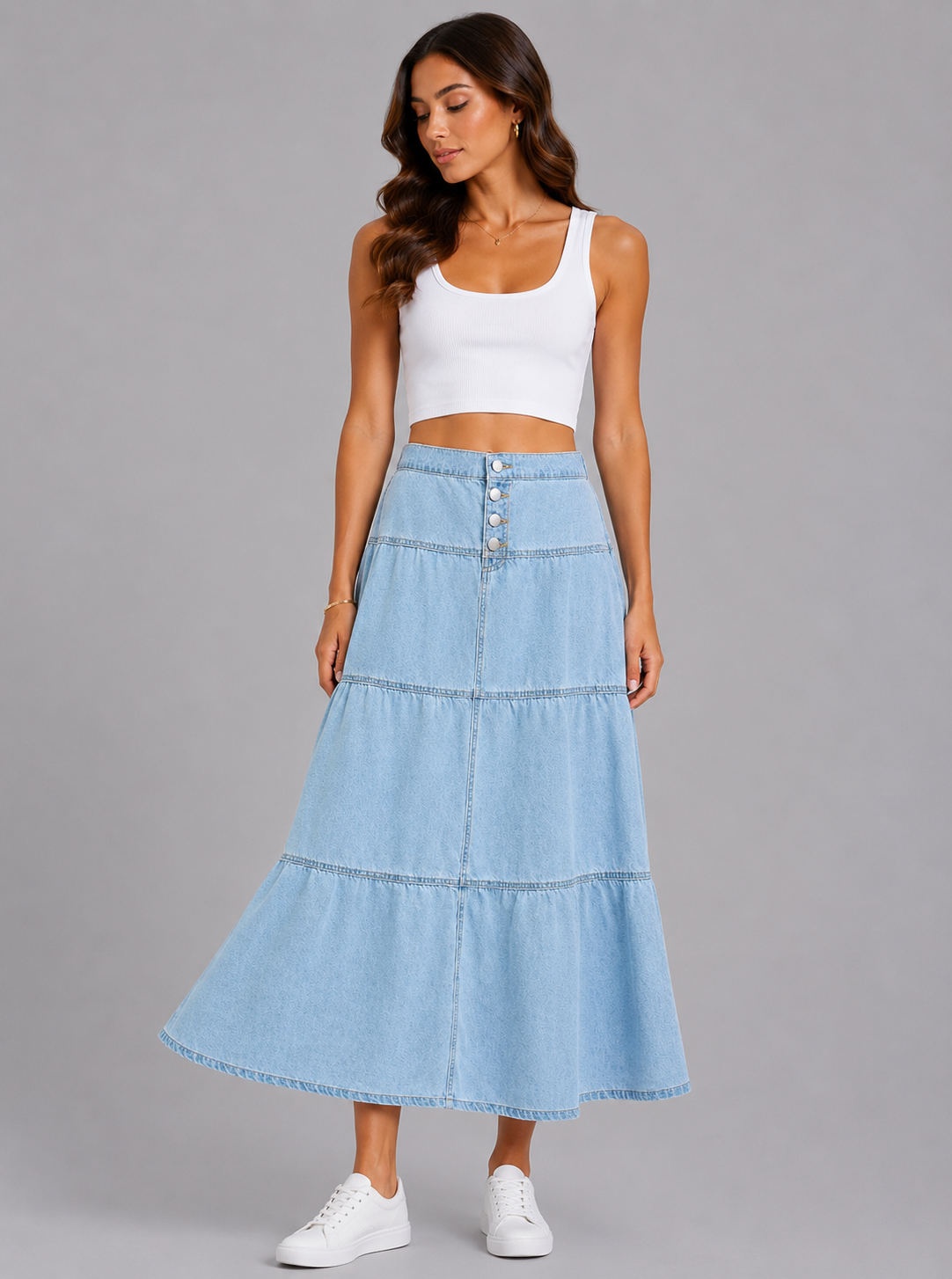 Noa Boho Ruffle Maxi Skirt