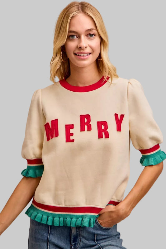 Nova Boho Vintage Christmas Merry Banded Top