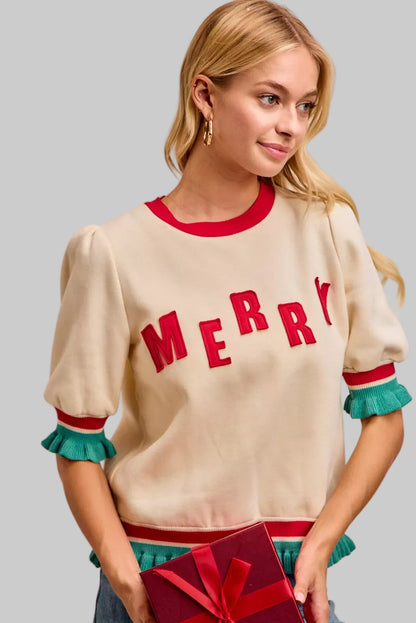 Nova Boho Vintage Christmas Merry Banded Top