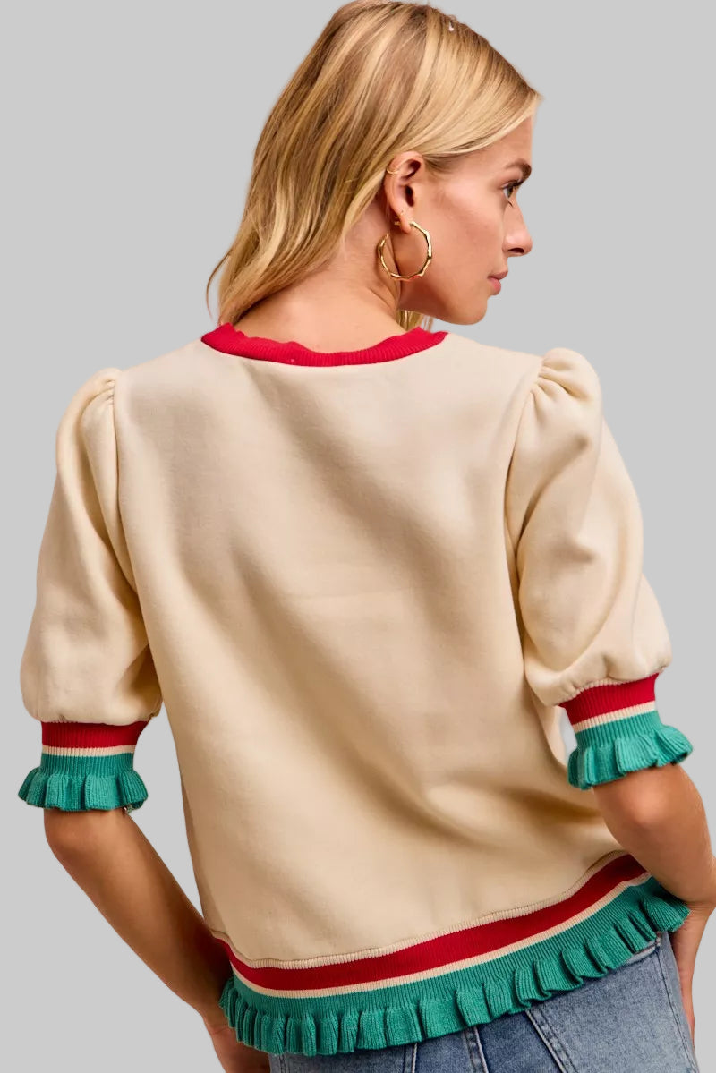 Nova Boho Vintage Christmas Merry Banded Top