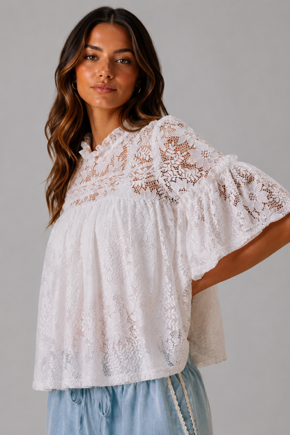 Olivia Lace Boho Ruffled Swing Top