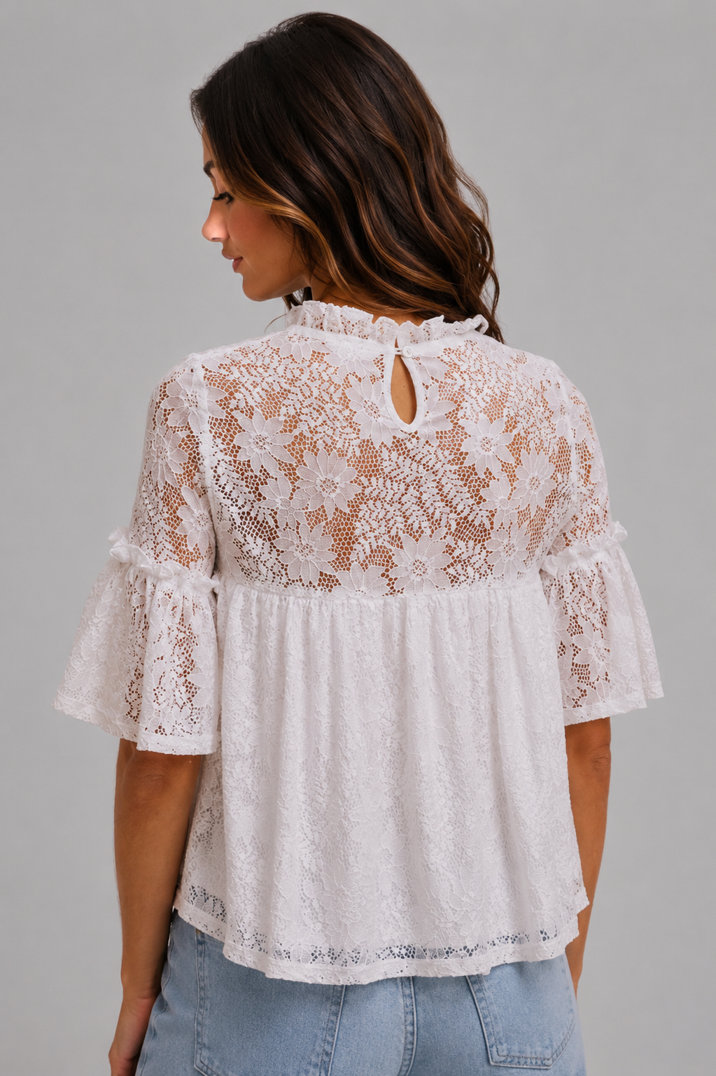 Olivia Lace Boho Ruffled Swing Top