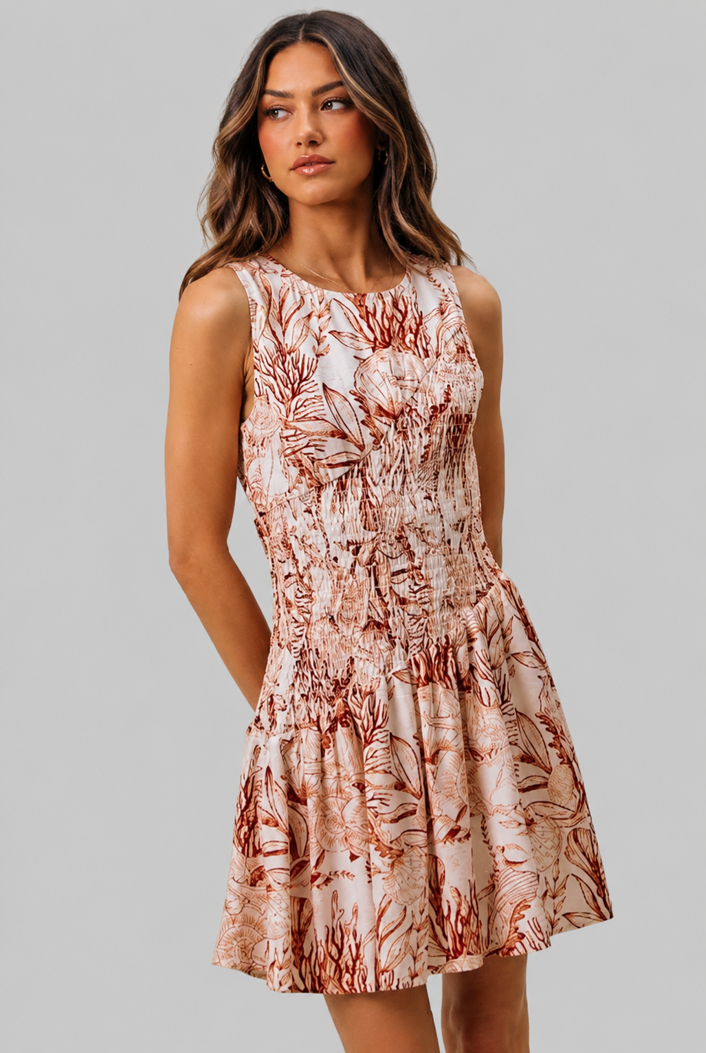 Olivia Shell Open Back Smocked Mini Dress