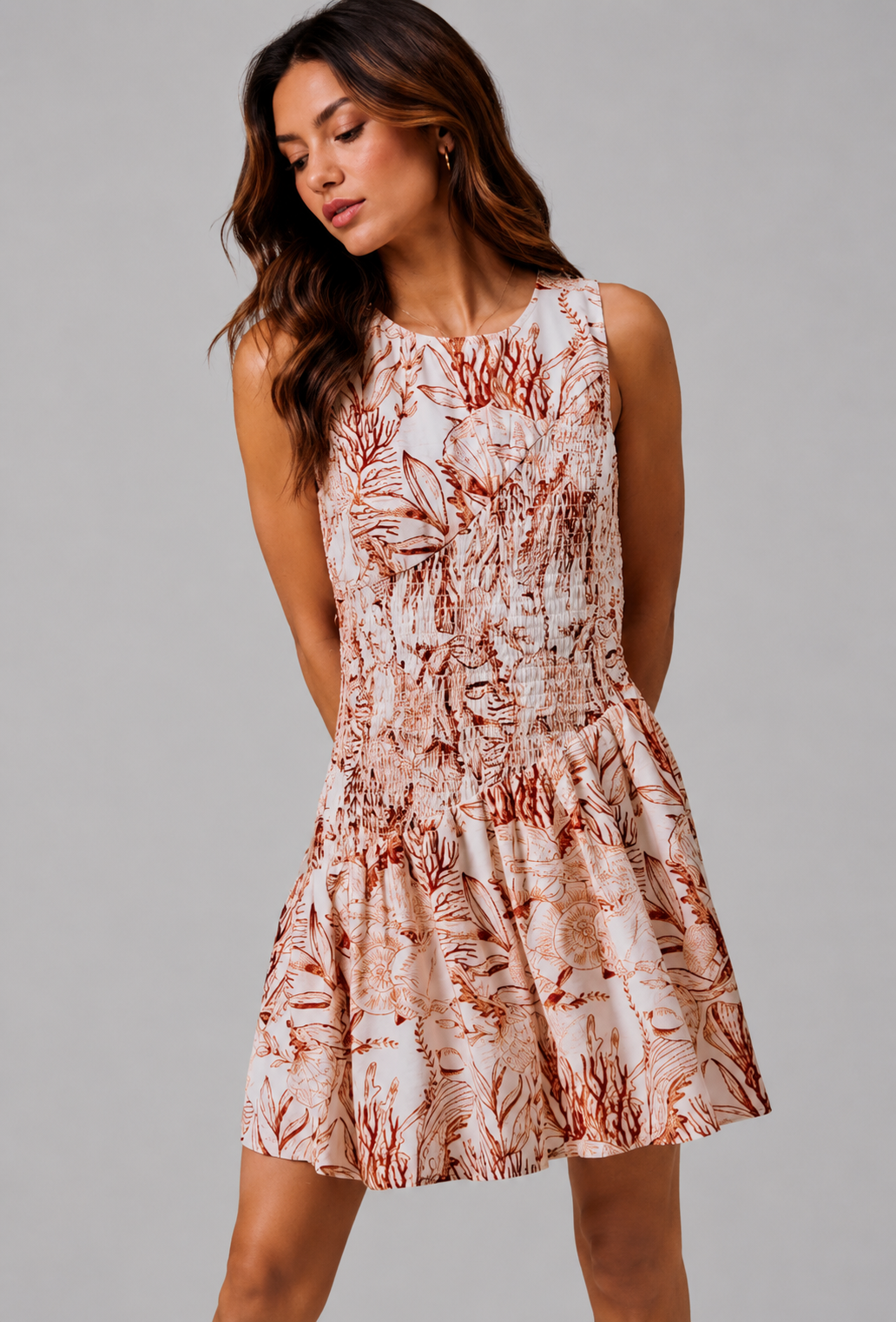 Olivia Shell Open Back Smocked Mini Dress